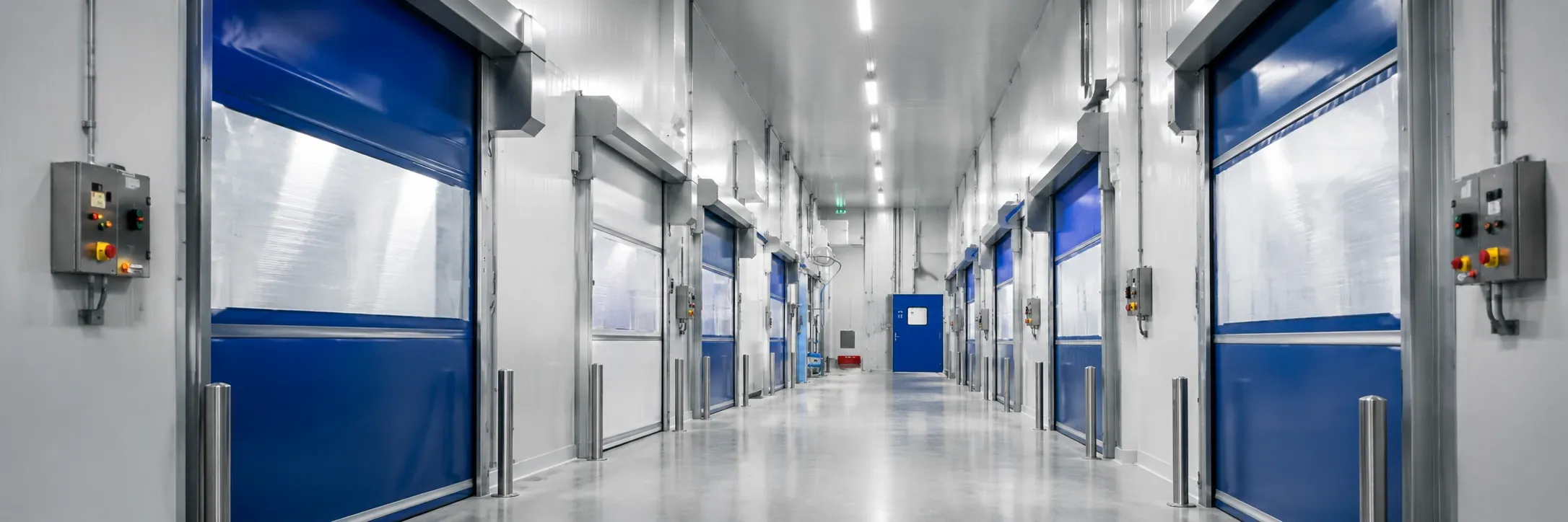 Schnelllauftor an einem Industrie- oder Gewerbegebäude von Staub + Partner AG